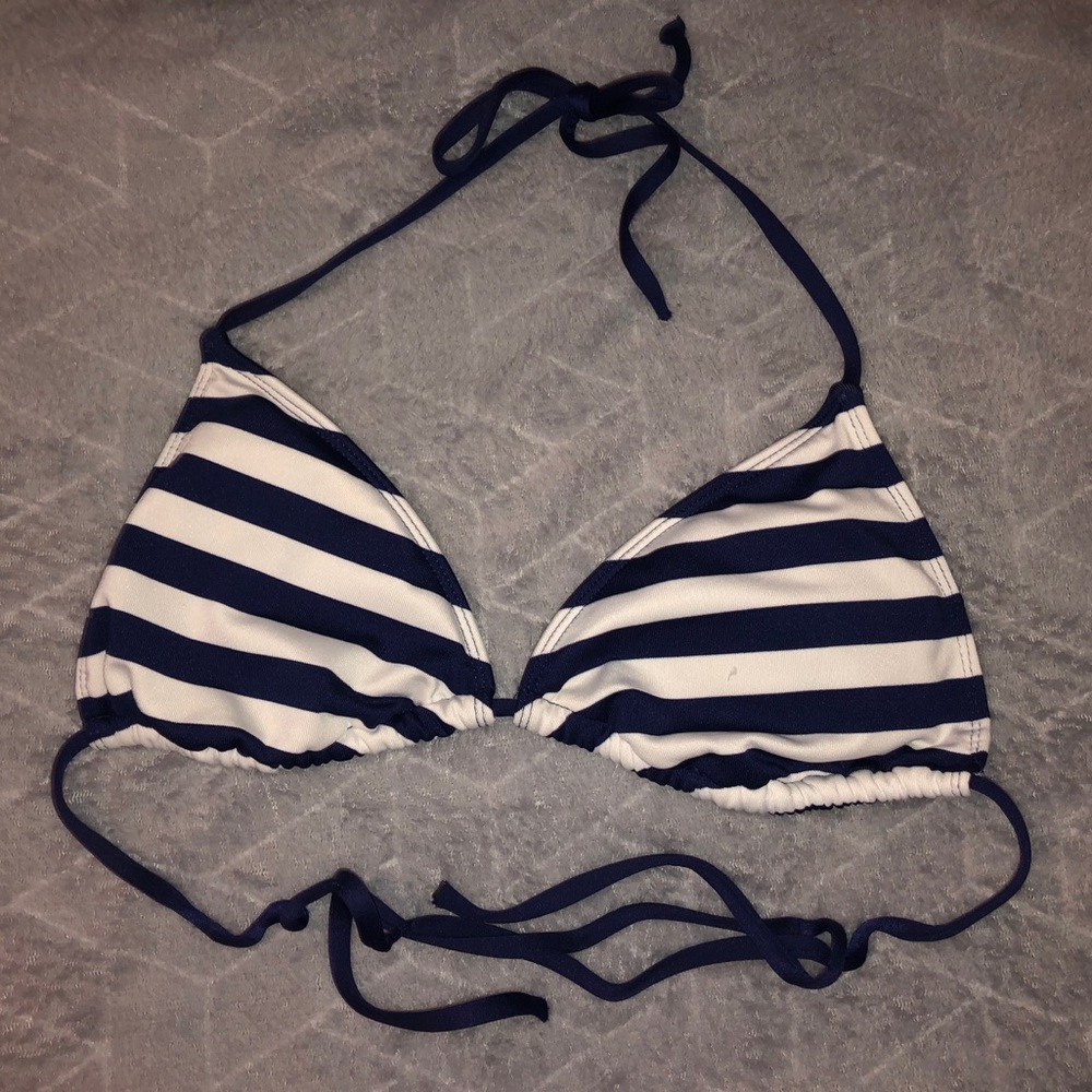 Mossimo navy and white striped bikini top